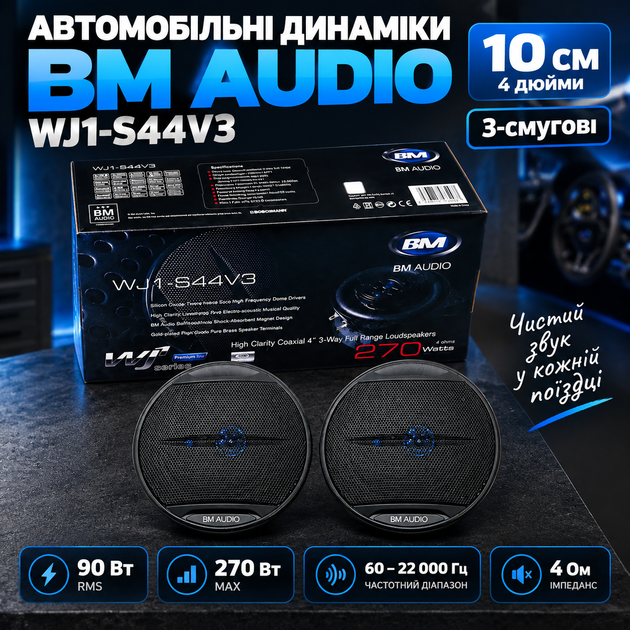 Автомобильные динамики Boschmann WJ1-S44V3 10 см, 3-полосные, 90 Вт RMS, 270 Вт - Фото 1 Автомобильные динамики Boschmann WJ1-S44V3 10 см, 3-полосные, 90 Вт RMS, 270 Вт - изображение 1