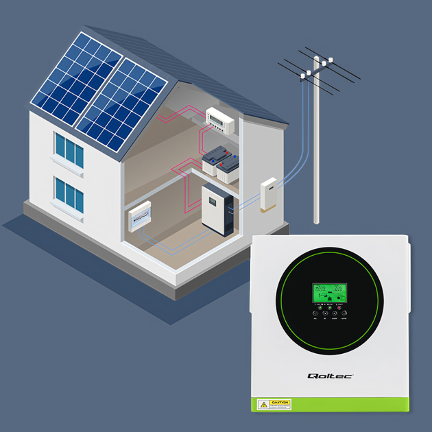 Гибридный инвертор Qoltec 3.5 kW 100A 24V MPPT Sinus Wi-Fi option (5901878538648) (955555919593051) - Уценка - изображение 9