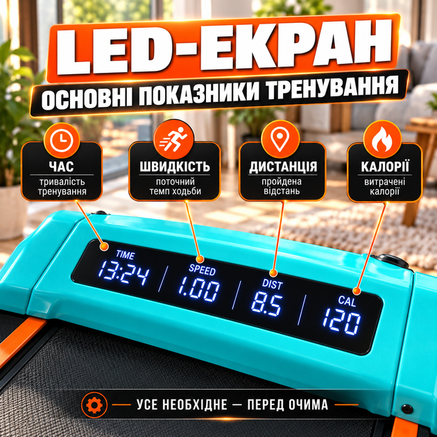 Беговая дорожка для дома электрическая складная тренажер для ходьбы бега кардиотренировок до 130 кг 12 км/ч 1,5 л.с. LED дисплей амортизация держатель телефона - изображение 8
