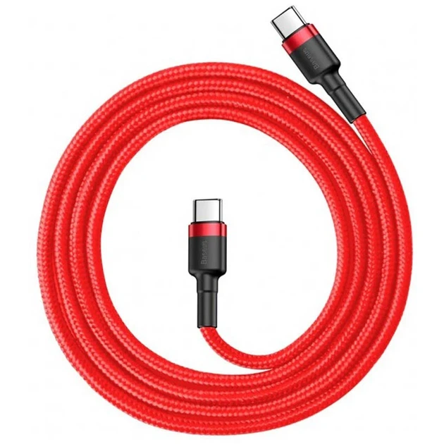 Дата-кабель Baseus Cafule Type-C - Type-C PD 60W 2м плетеный красный - изображение 3