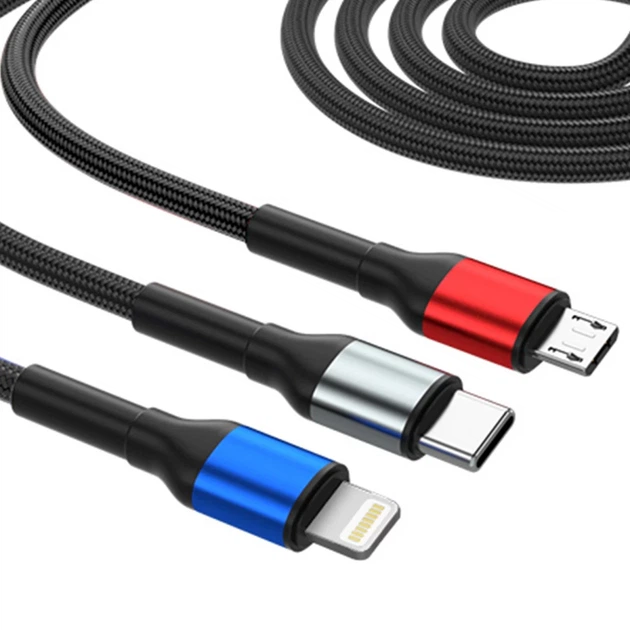 Кабель 3mk Hyper Cable N-SERIES 6 in 1 USB-C / USB-A to USB-C / Lightning / Micro 1.2m QC 3.0 18W Black (5903108685252) - изображение 4