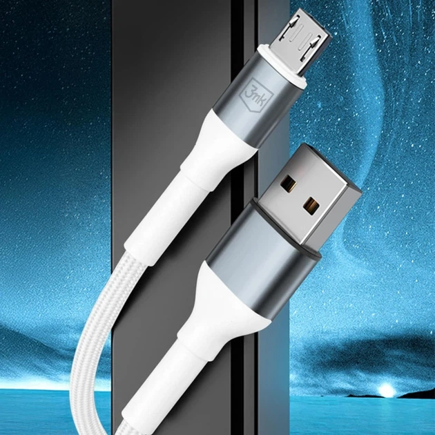 Кабель 3mk Hyper Cable N-SERIES USB-A / MicroUSB 1m 5V/2.4A 12W Белый (5903108680356) - изображение 7