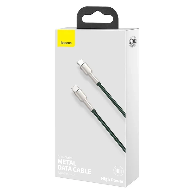Кабель Baseus Cafule Metal USB-C to USB-C 2m Green (CATJK-D06) - изображение 5