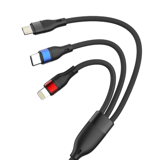 Кабель 3mk Hyper Cable N-SERIES 3 in 1 USB-A / Lightning / Micro 1.2m Black (5903108681995) - изображение 10