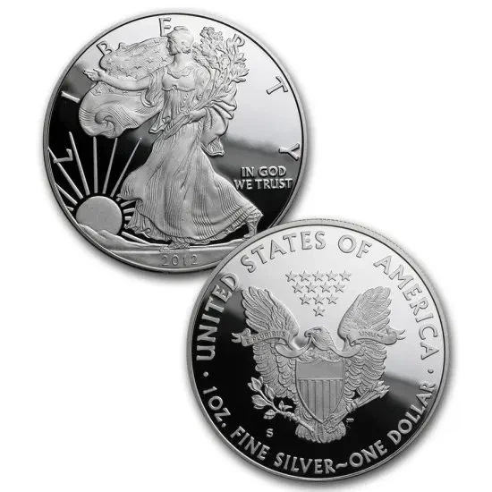 Колекційний набір срібних монет - "American Eagle San Francisco Two-Coin Silver Proof Set - Американський Орел Liberty" 2012 рік - изображение 3