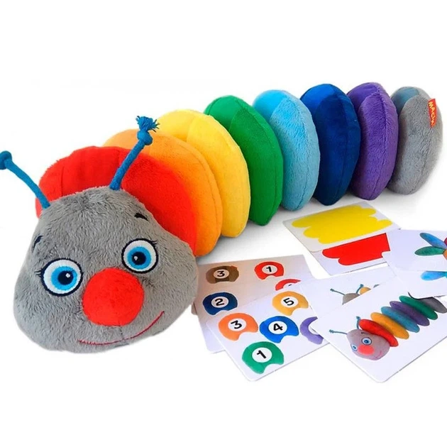 Развивающая мягкая игрушка Гусеница Rainbow на липучках Macik - Фото 1 Развивающая мягкая игрушка Гусеница Rainbow на липучках Macik - изображение 1