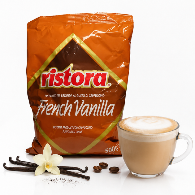 Капучино Ristora French Vanilla 500 г со вкусом французской ванили - Фото 1 Капучино Ristora French Vanilla 500 г со вкусом французской ванили - изображение 1