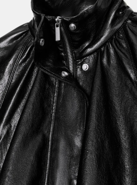 Чорна куртка бомбер оверсайз екокожа розмір L Zara - Фото 4 Чорна куртка бомбер оверсайз екокожа розмір L Zara - зображення 4