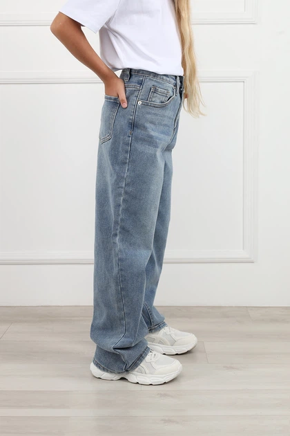 Джинси wide leg для дівчинки YUKI синій 140 ЦБ-00297963 - зображення 3