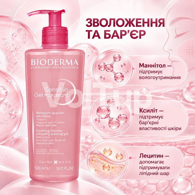 Очищающий гель BIODERMA Sensibio Gel Moussant 500 мл для чувствительной кожи, средство для умывания и снятия макияжа - изображение 3