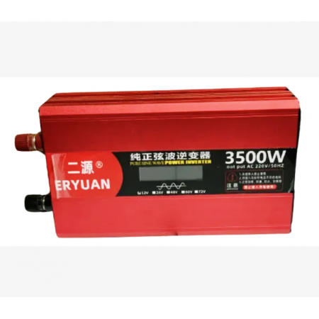 Інвертор перетворювач напруги 3500W 12V-220V, чистий синус, з LCD дисплеєм Eryuan - зображення 2