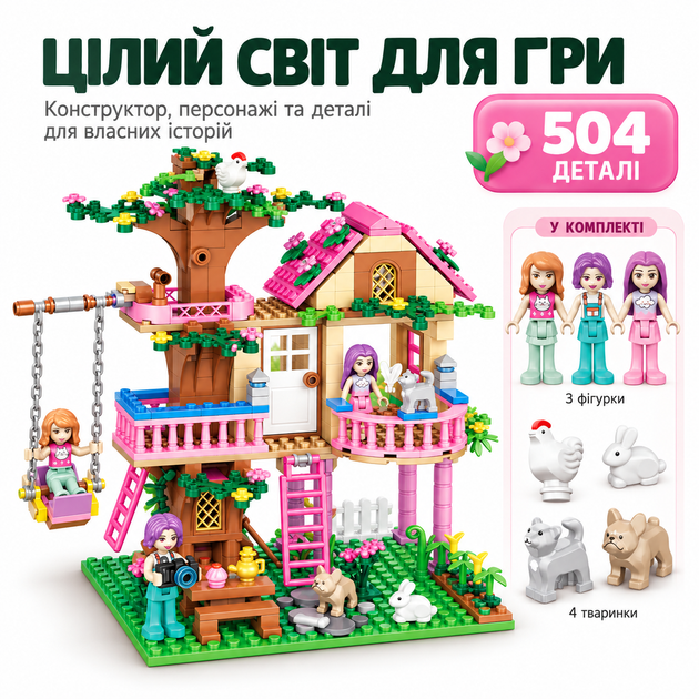 Конструктор Домик на дереве 504 детали Girls Friends для детей от 8 лет - изображение 2