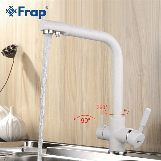Смеситель для кухни на две воды Frap F4352-8, белый - зображення 2