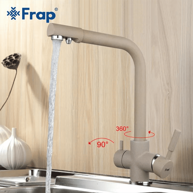 Смеситель для кухни на две воды Frap F4352-20, бежевый - Фото 2 Смеситель для кухни на две воды Frap F4352-20, бежевый - зображення 2
