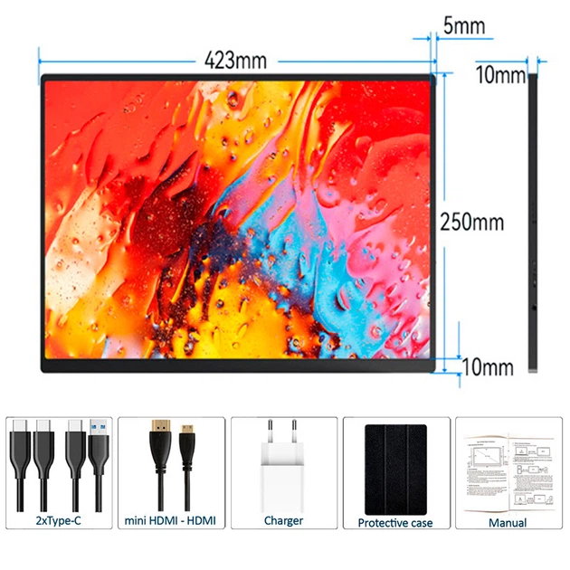 Монитор портативный 185FC / 18.5 '' / IPS / 1920x1080 / Type-C / HDMI / jack 3.5 мм / второй экран - изображение 9
