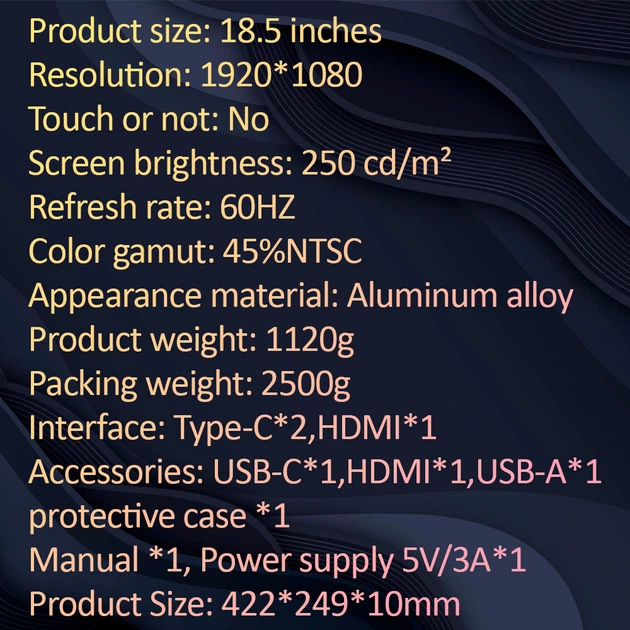 Монитор портативный 185FC / 18.5 '' / IPS / 1920x1080 / Type-C / HDMI / jack 3.5 мм / второй экран - изображение 10