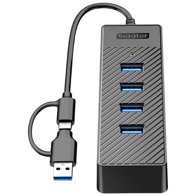 SIPOLAR Type-C, двойной USB 3.0, док-станция расширения 4-в-1, удлинительный кабель 0,3 м, многопортовый HUB-адаптер для ноутбука и мобильного телефона. - Фото 4 SIPOLAR Type-C, двойной USB 3.0, док-станция расширения 4-в-1, удлинительный кабель 0,3 м, многопортовый HUB-адаптер для ноутбука и мобильного телефона. - изображение 4