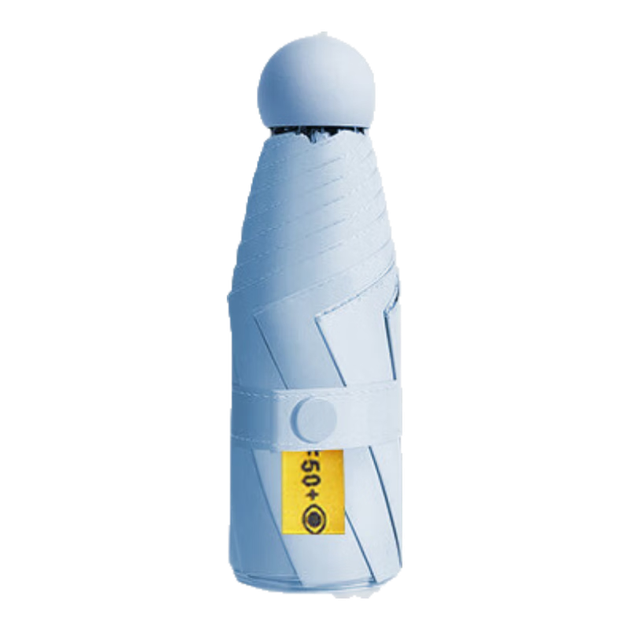 Зонт-капсула Impression City Mini Capsule с черным покрытием, защитой от УФ-излучения, легкий, портативный, для защиты от солнца и дождя, небесно-голубой цвет. - изображение 4