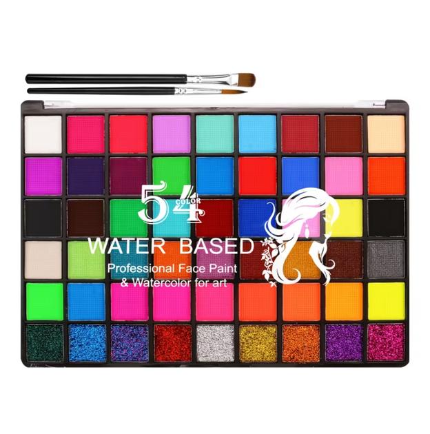 Профессиональный набор для Фейс-арта и боди-арта ColorMuse - 54 цвета, кисточки, трафареты - изображение 5