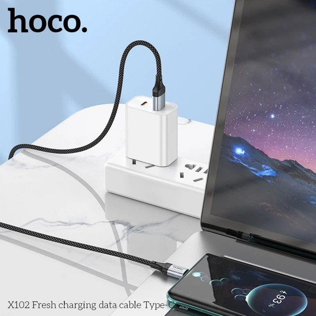Кабель HOCO X102 Fresh charging data cable Type-C 1m. Black - Фото 5 Кабель HOCO X102 Fresh charging data cable Type-C 1m. Black - изображение 5
