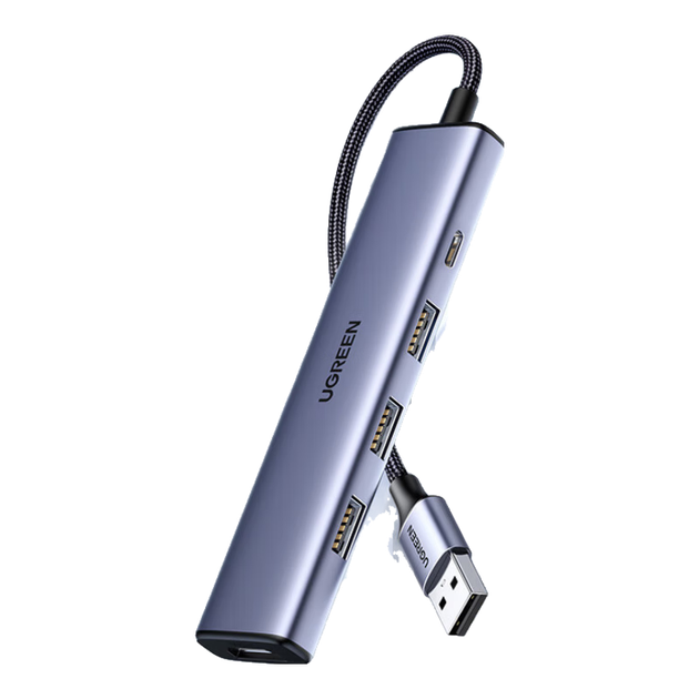 USB-концентратор UGREEN 2.0 из алюминиевого сплава, 4-портовый док-станция расширения, многопортовый адаптер для ноутбуков и настольных компьютеров, внешний кабель-конвертер для клавиатуры и мыши. - изображение 4