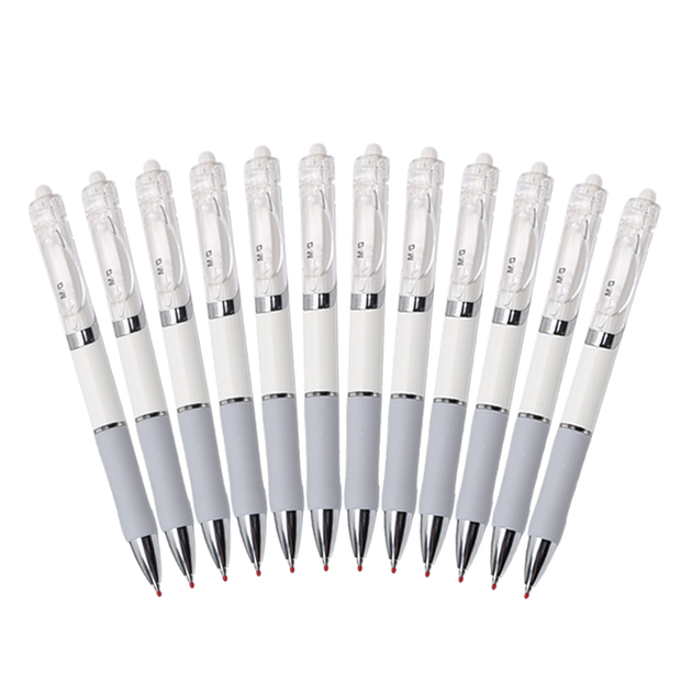 Гелевая ручка M&G Stationery K35/0.5mm черного цвета, классическая ручка с выдвижным стержнем и пулевидным наконечником, с белым корпусом, 12 ручек в коробке AGPK3512 - изображение 4
