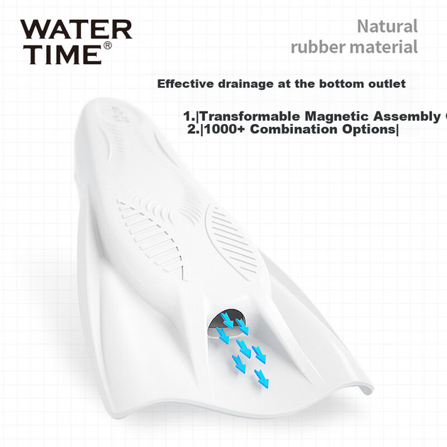 WATERTIME / Ласты для плавания Shuichuan для взрослых, тренировочная доска для плавания для детей, ласты для плавания брассом, силиконовые ласты для плавания вольным стилем XXXS - изображение 7