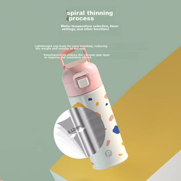 Детская термобутылка Fuguang с кнопкой 400 мл Kawaii Pink - Фото 4 Детская термобутылка Fuguang с кнопкой 400 мл Kawaii Pink - изображение 4