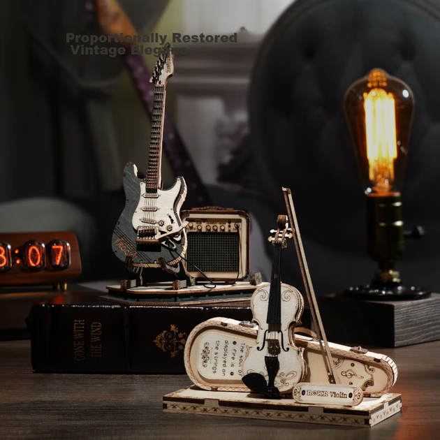 ROKR скрипка 3D пазл DIY ремесло складання іграшка музичний інструмент модель для дорослих та дітей подарунок на день народження - изображение 3