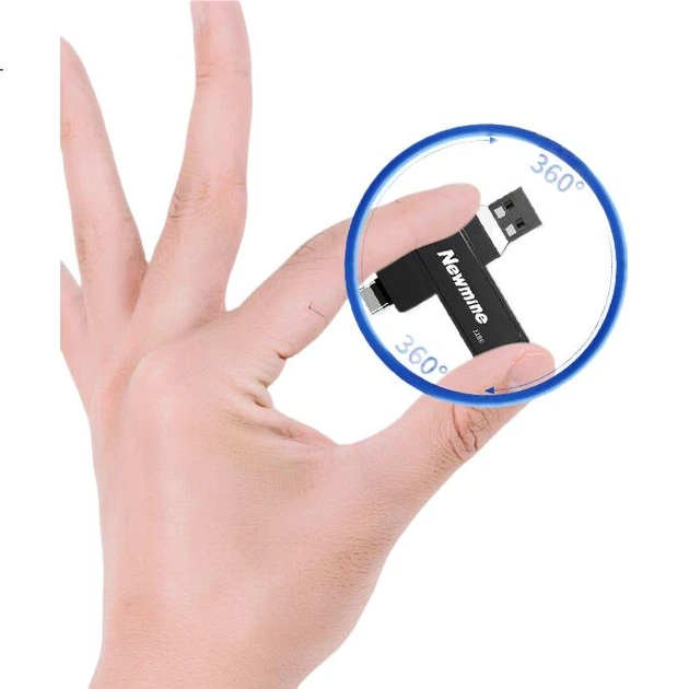 USB-накопитель Newmine NM-R128S 128 ГБ с двойным интерфейсом, разъемом USB Type-C, металлическим корпусом, вращающимся диском, высокой скоростью чтения/записи, подходит для бизнеса, офиса и кабинета. - изображение 2