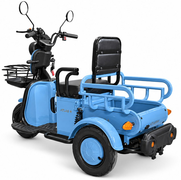 Электроскутер трехколесный ATLAS Ant 800W Blue - Фото 2 Электроскутер трехколесный ATLAS Ant 800W Blue - изображение 2