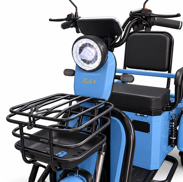 Электроскутер трехколесный ATLAS Ant 800W Blue - Фото 11 Электроскутер трехколесный ATLAS Ant 800W Blue - изображение 11