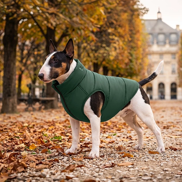 Курточка для собак WAUDOG Re-clothes двусторонняя, M40, A 38-40, B 63-66, C 39-42, изумрудный 191228 - изображение 2