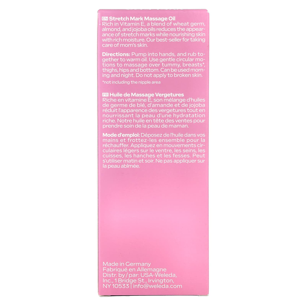 Массажное масло от растяжек Weleda, Mama "Stretch Mark Massage Oil" увлажнение и питание кожи тела с экстрактами миндаля и жожоба для будущих мам, перед и после родов (100 мл / 3,4 жидк. унции) - изображение 2