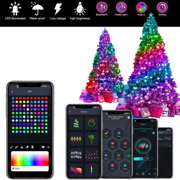 Гірлянда вуличні вогні 3M Smart Bluetooth App Control світлодіодна LED 3 м, керування через програму, водонепроникність IP65 - Фото 2 Гірлянда вуличні вогні 3M Smart Bluetooth App Control світлодіодна LED 3 м, керування через програму, водонепроникність IP65 - зображення 2