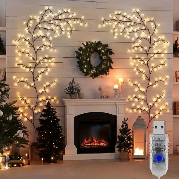 Гірлянда настінна MA734 чорна 2,3 м 144 LED, тепле світло, USB - Фото 2 Гірлянда настінна MA734 чорна 2,3 м 144 LED, тепле світло, USB - зображення 2