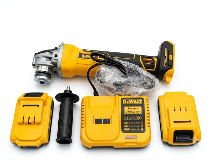 Аккумуляторная болгарка DeWalt 24 В угловая шлифмашина бесщеточная диск 125 мм УШМ 7000 об/мин батарея 5 А·ч электронная регулировка для резки металла шлифования зачистки 2 АКБ кейс - изображение 5