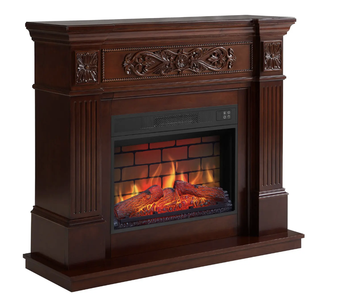 Каминокомплект 1800 Вт до 30 м² russet 23″ с порталом Электрокамин пристенный LED-пламя пульт термостат обогрев для дома - изображение 2