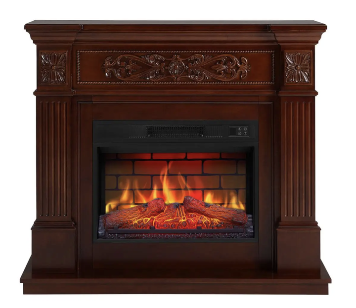 Каминокомплект 1800 Вт до 30 м² russet 23″ с порталом Электрокамин пристенный LED-пламя пульт термостат обогрев для дома - изображение 3