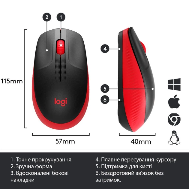 Мишка Logitech M190 Red (910-005908) - Фото 6 Мишка Logitech M190 Red (910-005908) - зображення 6