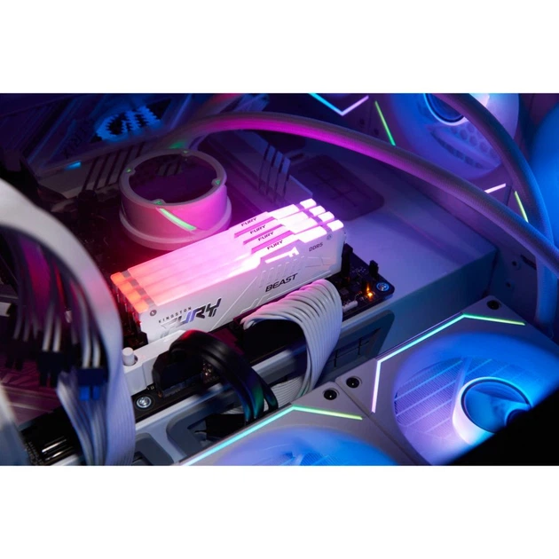 Модуль пам'яті для комп'ютера DDR5 32GB (2x16GB) 6000 MHz Beast RGB EXPO White Kingston Fury (ex.HyperX) (KF560C36BWE2AK2-32) - зображення 6