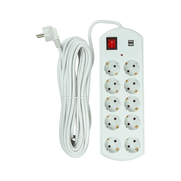 Сетевой фильтр питания PowerPlant 10м, 10 розеток, USB, євро, 100% мідь (YS-N6065/10) (EX610563) - Фото 2 Сетевой фильтр питания PowerPlant 10м, 10 розеток, USB, євро, 100% мідь (YS-N6065/10) (EX610563) - изображение 2