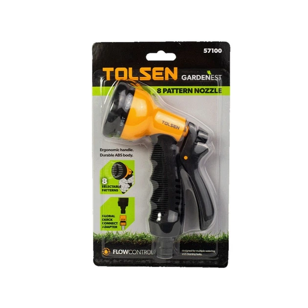Пистолет для полива Tolsen 8-позиционный ABS пластик (57100) - Фото 8 Пистолет для полива Tolsen 8-позиционный ABS пластик (57100) - изображение 8
