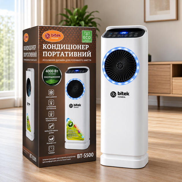 Портативный кондиционер BITEK BT-5500 с обогревом и пультом ДУ, 4000 Вт - изображение 5