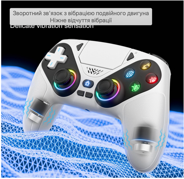 Геймпад беспроводной Gamrombo для PS5, PS5 Pro, PS5 Slim и ПК, контроллер с двойной вибрацией, Turbo/Macro, 6-осевым гироскопом, - изображение 7