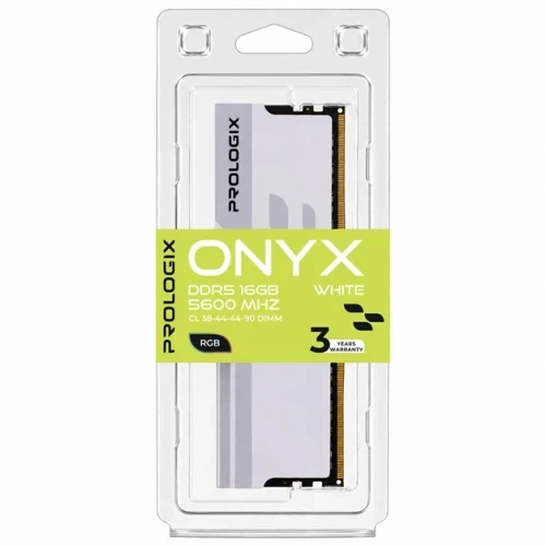 Пам'ять 16Gb DDR5, 5600 MHz, Prologix Onyx RGB, White, 38-44-44-90, 1.35V, з радіатором (PRO16GB5600YWR5) - изображение 3