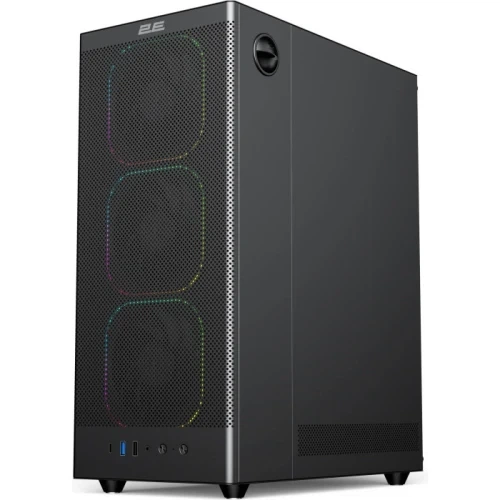 Корпус 2E Iconic V8210B, Black, без БЖ, Mid Tower, для ATX / Micro ATX / Mini ITX, 1xType-C / 1xUSB 3.0 / 1xUSB 2.0, макс. CPU - 170 мм / VGA - 325 мм, 4x120 мм ARGB, бічна панель із загартованого скла (2E-V8210B) - зображення 3