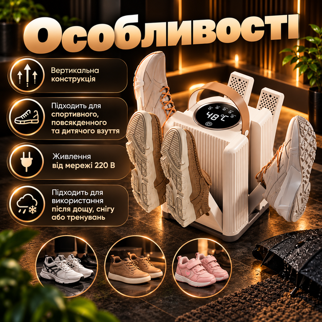 Сушарка для взуття AND 219, електросушарка на 3 пари з таймером від 30 до 120 хвилин, ультрафіолетом та антибактеріальним ефектом - зображення 3