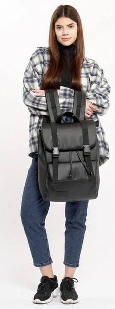 Жіночий міський рюкзак RollTop Sambag Loft Zard з клапаном для ноутбука до 17 дюймів, чорний 60567 - зображення 2