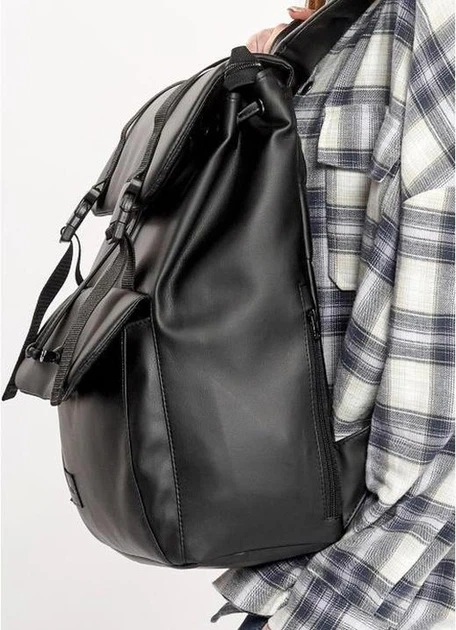 Жіночий міський рюкзак RollTop Sambag Loft Zard з клапаном для ноутбука до 17 дюймів, чорний 60567 - зображення 6